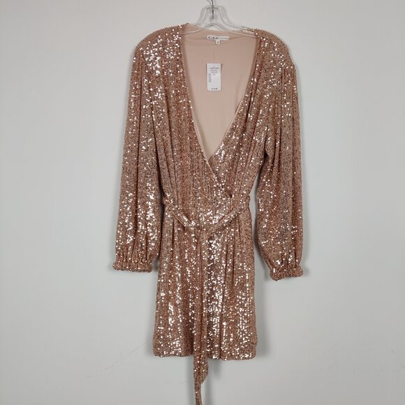 Cleo Women's Sequin Wrap Midi Dress Size XL Swiftie Party Concert Evening Night - Picture 1 of 12